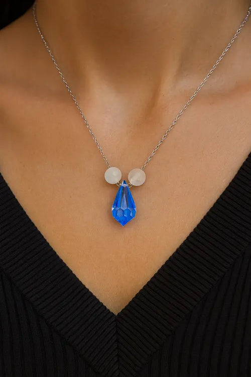 925 Sterling Silver Crystal Pendant Necklace Elegant Necklace
