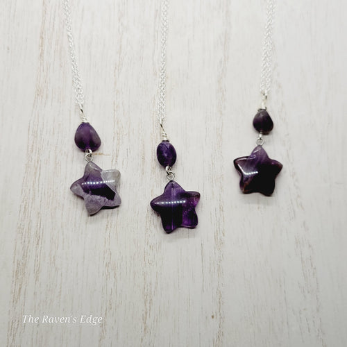 Amethyst Star Necklace Crystal Necklace Handmade